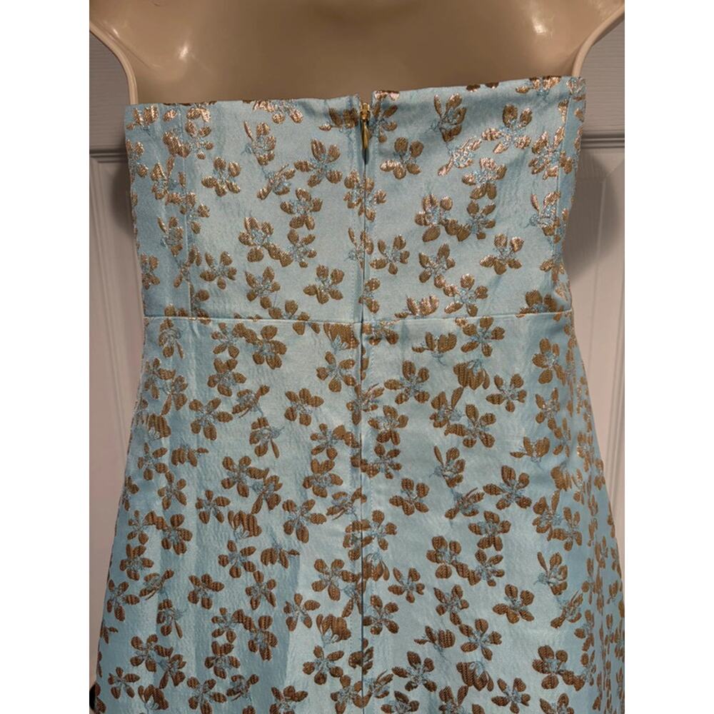 Lilly Pulitzer Carlynn Maxi Dress 10 Blue Metallic Floral Strapless Bow Cocktail - Picture 5 of 16